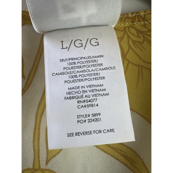 CAbi Sunrise Blouse Womens Large Sleeveless Floral Yellow White 5899 Sheer Fairy - Picture 10 of 13